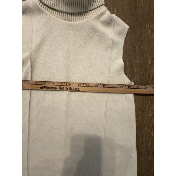 Zara Women Cream Beige Sleeveless Turtleneck Size Small Ribbed Raw Hem Chic Soft - Picture 5 of 12